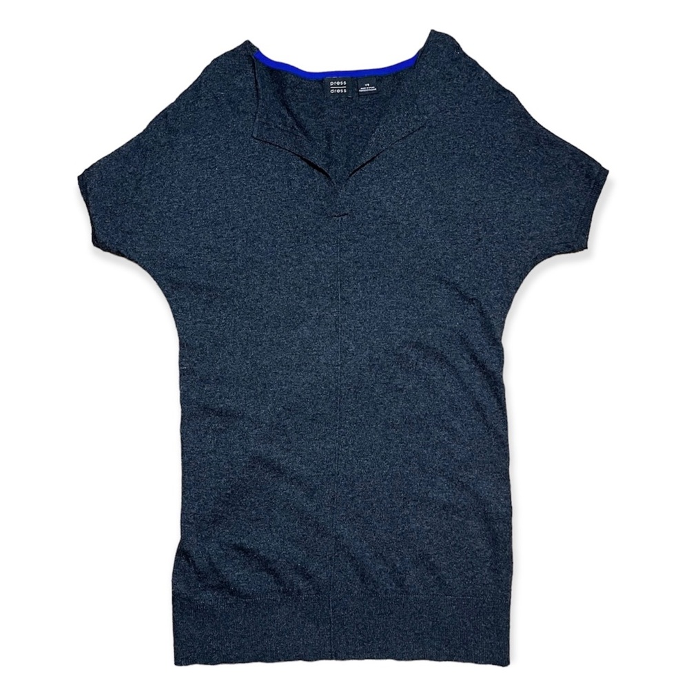 Press Dress Cashmere Blend V-Neck Short Sleeve Sweater Tunic Sz L